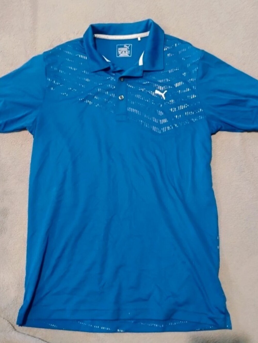 PUMA Golf Men’s Blue Geometric Graphic DryCELL Polo Shirt - S